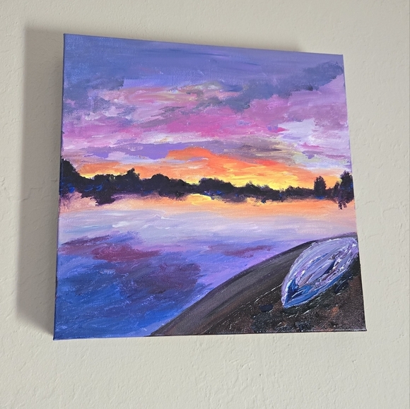 Sunrise acrylic canvas painting Handpainted Wall Art Home Decor - Picture 3 of 7